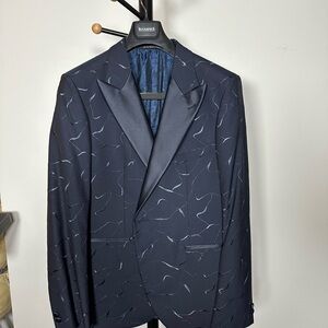 Emporio Armani Dark Blue Blazer with Abstract Design